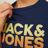 Памучна тениска с щампа логото на бранда, тъмносиня JACK&JONES JUNIOR 366353 6