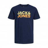 Памучна тениска с щампа логото на бранда, тъмносиня JACK&JONES JUNIOR 366356 
