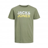 Памучна тениска с щампа логото на бранда, зелена JACK&JONES JUNIOR 366359 