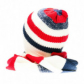 Плетен комплект шапка и шал на червени и сини райета за момче Chicco 36691 2
