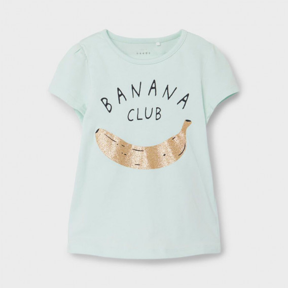 Памучна тениска с щампа на банан и надпис, синя Name it 367342 