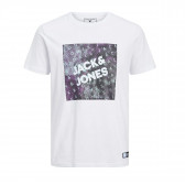 Тениска с принт лого на бранда, бял цвят JACK&JONES JUNIOR 367445 