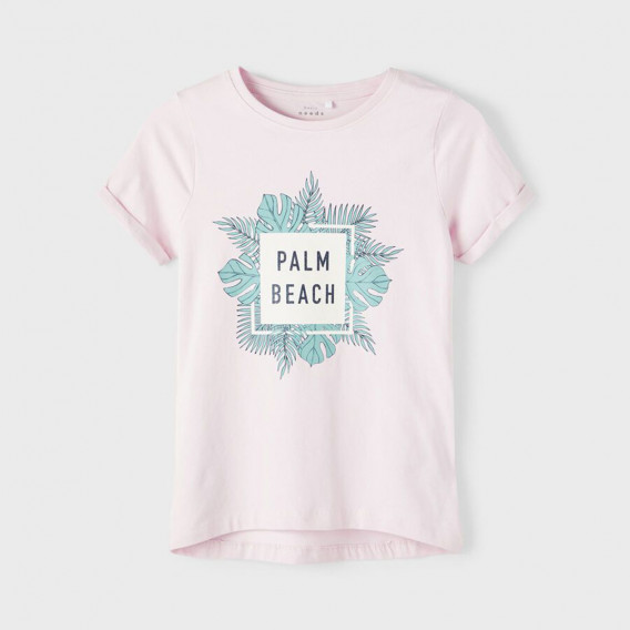Тениска с къс ръкав и надпис Palm Beach Name it 367565 