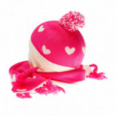 Плетен комплект шапка и шал с бели сърца за бебе Chicco 36759 2