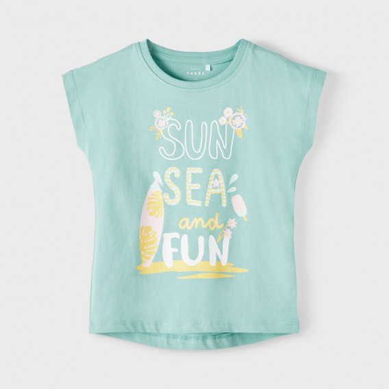 Тениска с надпис Sun Sea Fun Name it 367599 