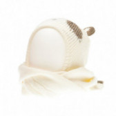 Плетен комплект шапка и шал за бебе с дизайн на мече, бежов Chicco 36760 