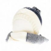 Плетен комплект шапка с помпон и шал за бебе момче Chicco 36763 