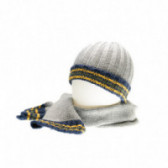 Плетен комплект шапка и шал с черни жълти райета  за момче Chicco 36769 