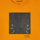 Памучна тениска с щампа на тигър, оранжева Mayoral 367724 5