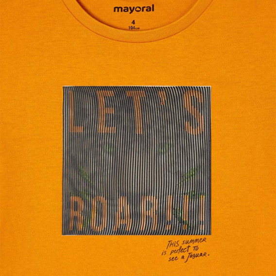 Памучна тениска с щампа на тигър, оранжева Mayoral 367725 6