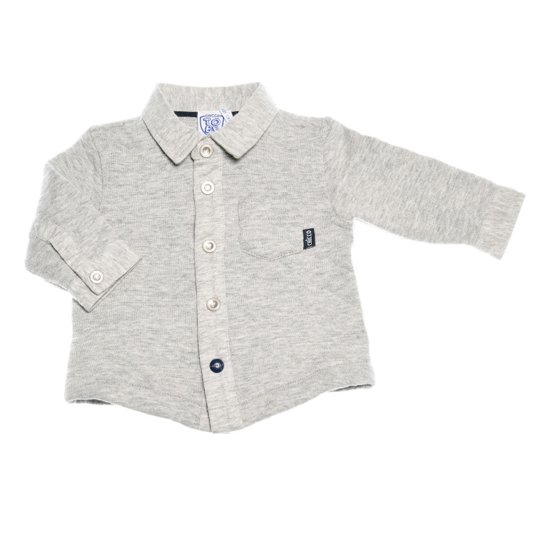 Памучна риза с дълъг ръкав и джобчета за бебе  36784
