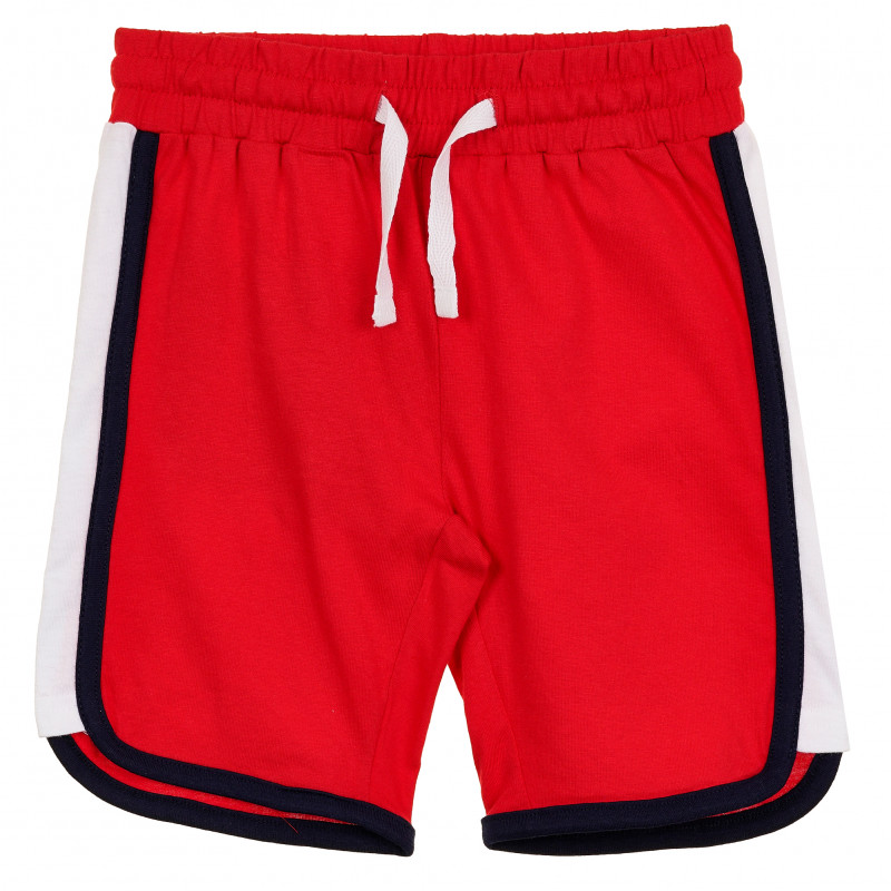 Памучен къс панталон с кант, червен  367907