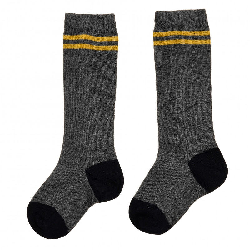 Високи чорапи с жълри акценти, сиви  367926