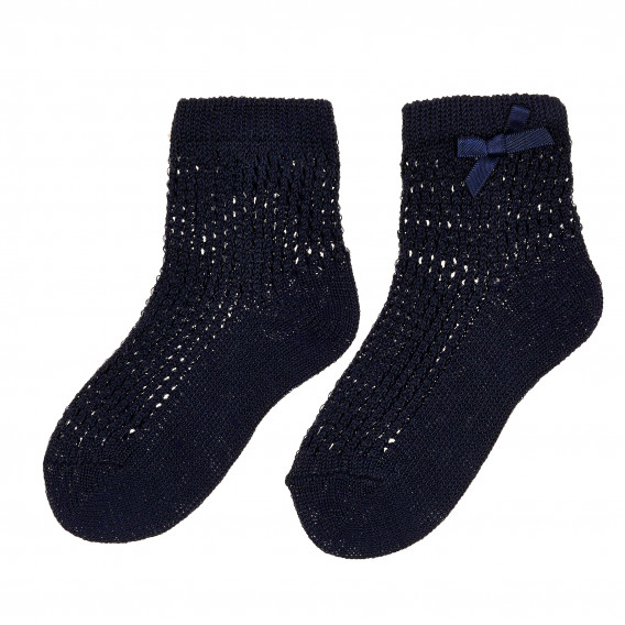 Чорапи с декоративна плетка с панделка, сини Chicco 368092 