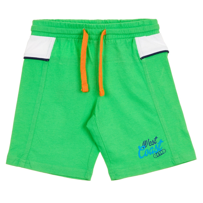 Памучен къс панталон с цветни акценти, зелен  368341