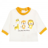 Блуза с оранжеви акценти и щампа на животни, бяла Chicco 368429 