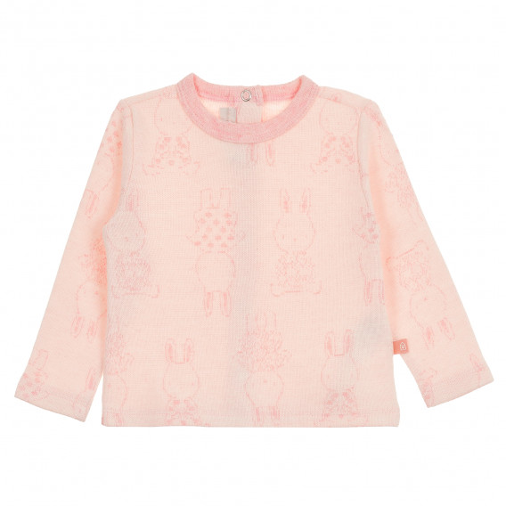 Блуза с дълъг ръкав и принт на зайчета, розова Chicco 368469 