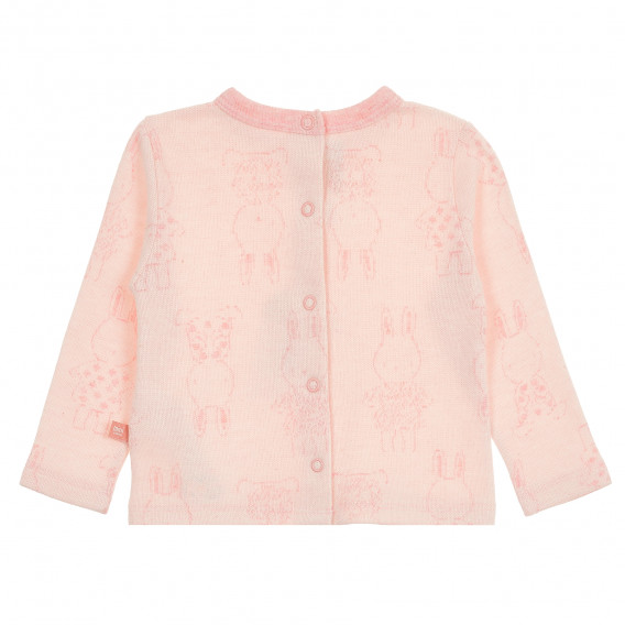 Блуза с дълъг ръкав и принт на зайчета, розова Chicco 368472 4