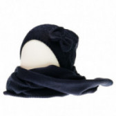 Плетен комплект с елегантна шапка и шал за бебе за момиче тъмно сини Chicco 36865 