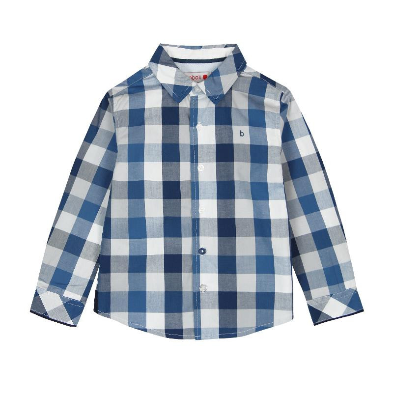 Памучна риза за момче, синьо-бяло каре  3690
