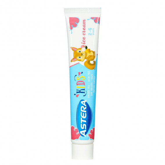 Паста за зъби Kids Ice cream 2-6, пластмасова тубичка, 50 мл Astera 369005 