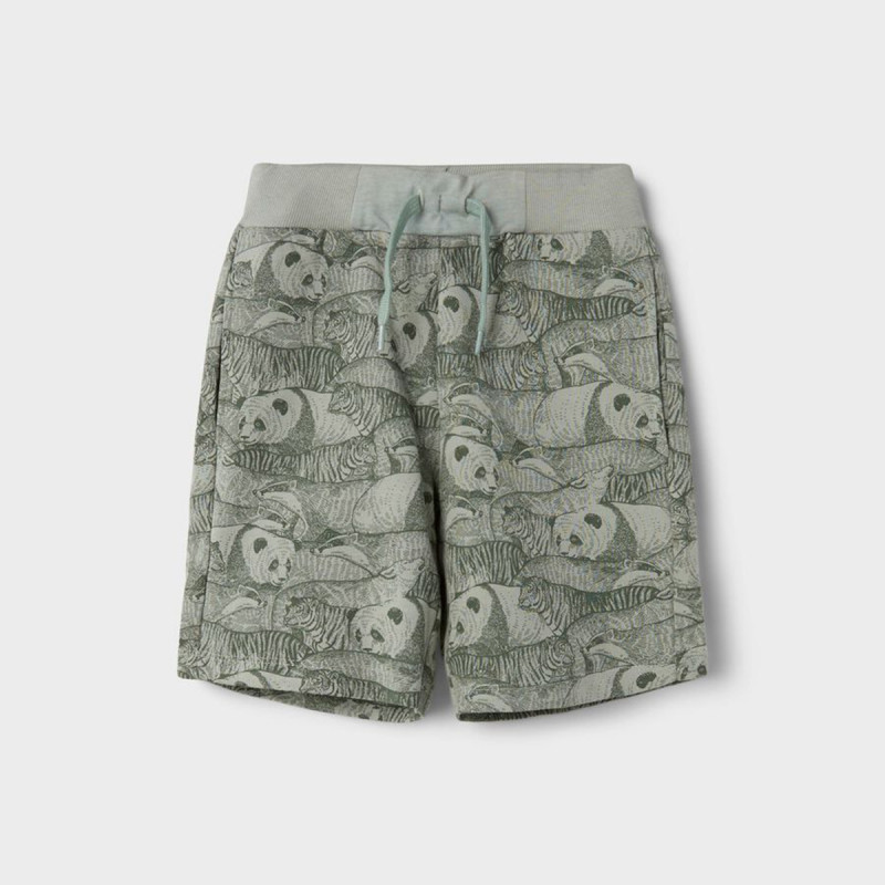 Памучни къси панталони с щампа на панди, сиви  369469