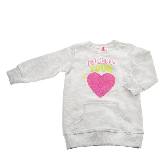 Памучна блуза с дълъг ръкав и сърчице за бебе момиче Chicco 36952 