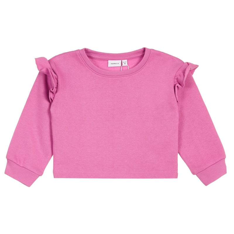 Блуза с дълъг ръкав и къдрички за бебе, розова  369948