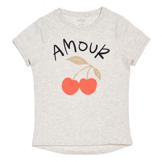 Памучна тениска Amour, сива Name it 369956 
