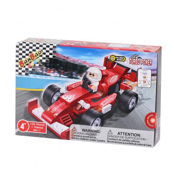 Конструктор "Червена състезателна кола от F1" със 102 части BANBAO 370075 6