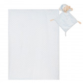 Бебешко одеяло 80 х 100 см в комплект с мека кърпа за гушкане Мече, синьо Inter Baby 370229 