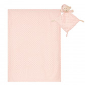 Бебешко одеяло 80 х 100 см в комплект с мека кърпа за гушкане Мече, розово Inter Baby 370235 