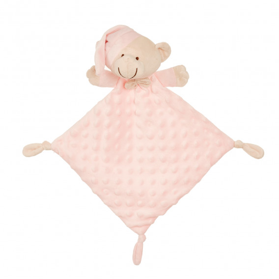 Бебешко одеяло 80 х 100 см в комплект с мека кърпа за гушкане Мече, розово Inter Baby 370239 5