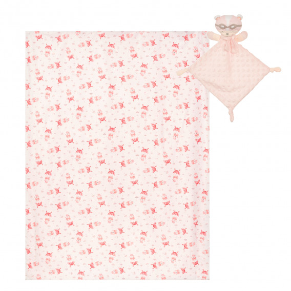 Бебешко одеяло 80 х 100 см в комплект с мека кърпа за гушкане Парашутист, розово Inter Baby 370247 