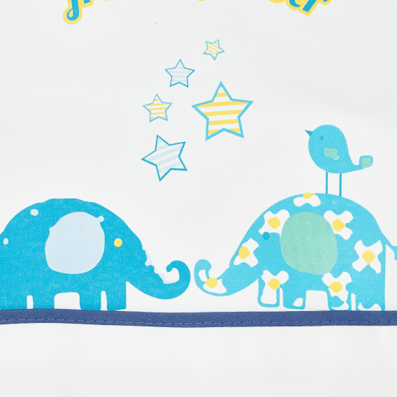 Непромокаем лигавник със син кант и забавна картинка на слончета за момче Mycey 371150 2