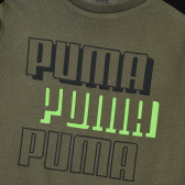 Памучна блуза с дълъг ръкав и името на бранда, зелена Puma 371178 3