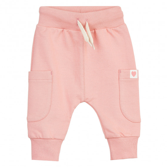 Памучен панталон с пришита апликация на сърце за бебе, розов Pinokio 371259 1