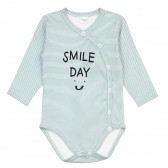 Памучно боди Smile day с дълъг ръкав за бебе, синьо Pinokio 371263 