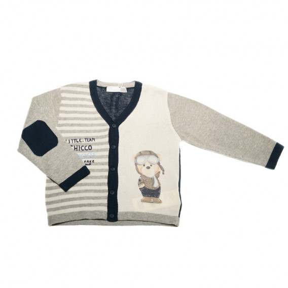 Плетена жилетка с принт и надпис отпред за бебе момче Chicco 37131 