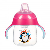 Чаша с мек накрайник и дръжки Пингвинче, 12+ месеца, 260 мл, розова Philips AVENT 371438 