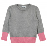 Пуловер с розови акценти за момиче сив Name it 371493 