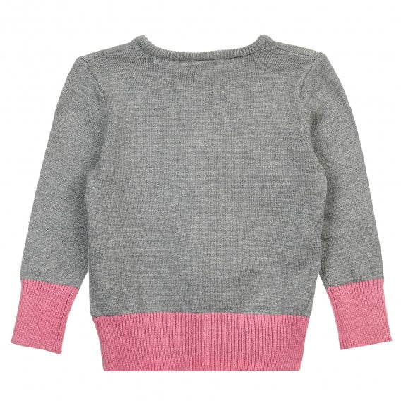 Пуловер с розови акценти за момиче сив Name it 371496 4