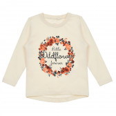 Блуза от органичен памук с флорална щампа и надпис за бебе, беж Name it 371512 