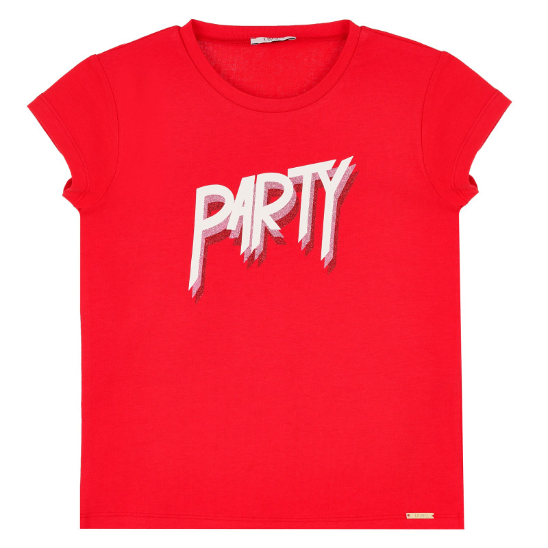 Тениска с надпис Party, червена  372128
