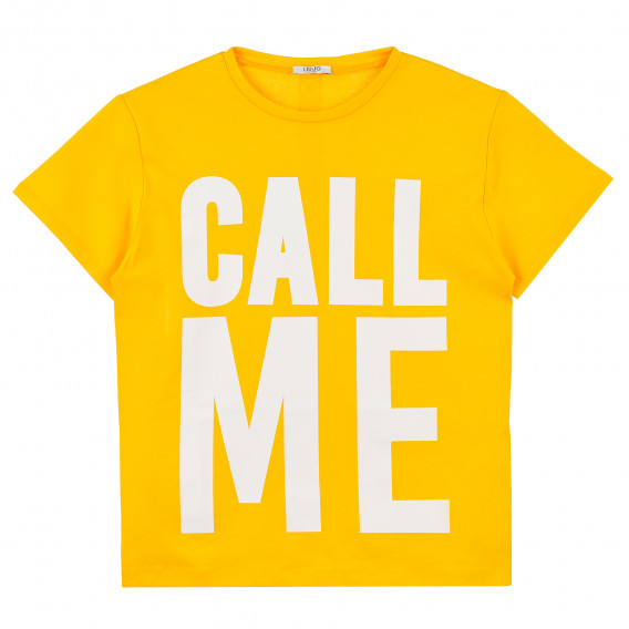 Тениска с надпис Call me, жълта Liu Jo 372144 