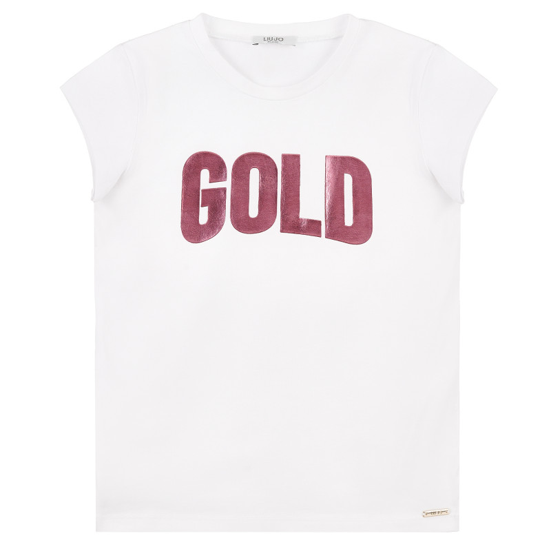 Тениска с надпис Gold, бяла  372184