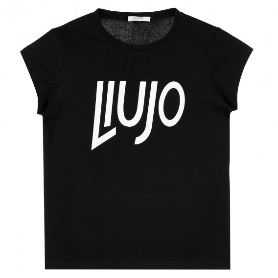 Тениска с къс ръкав и логото на бранда, черна Liu Jo 372220 