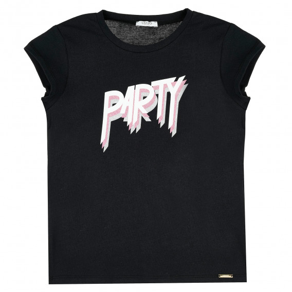 Тениска с надпис Party, черна Liu Jo 372229 