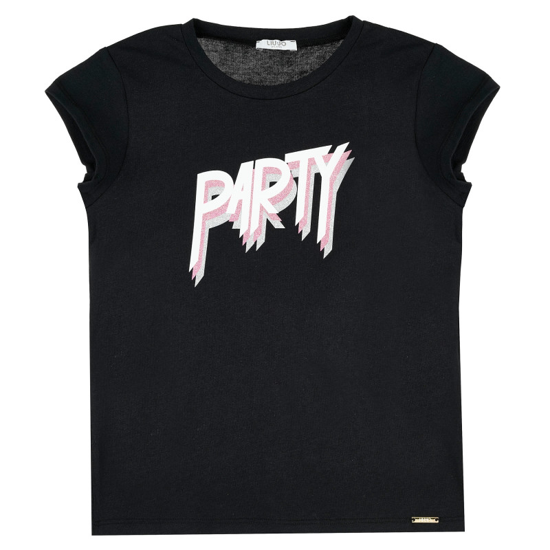 Тениска с надпис Party, черна  372229