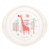 Чиния - розова с жираф, пластмаса Canpol 372314 